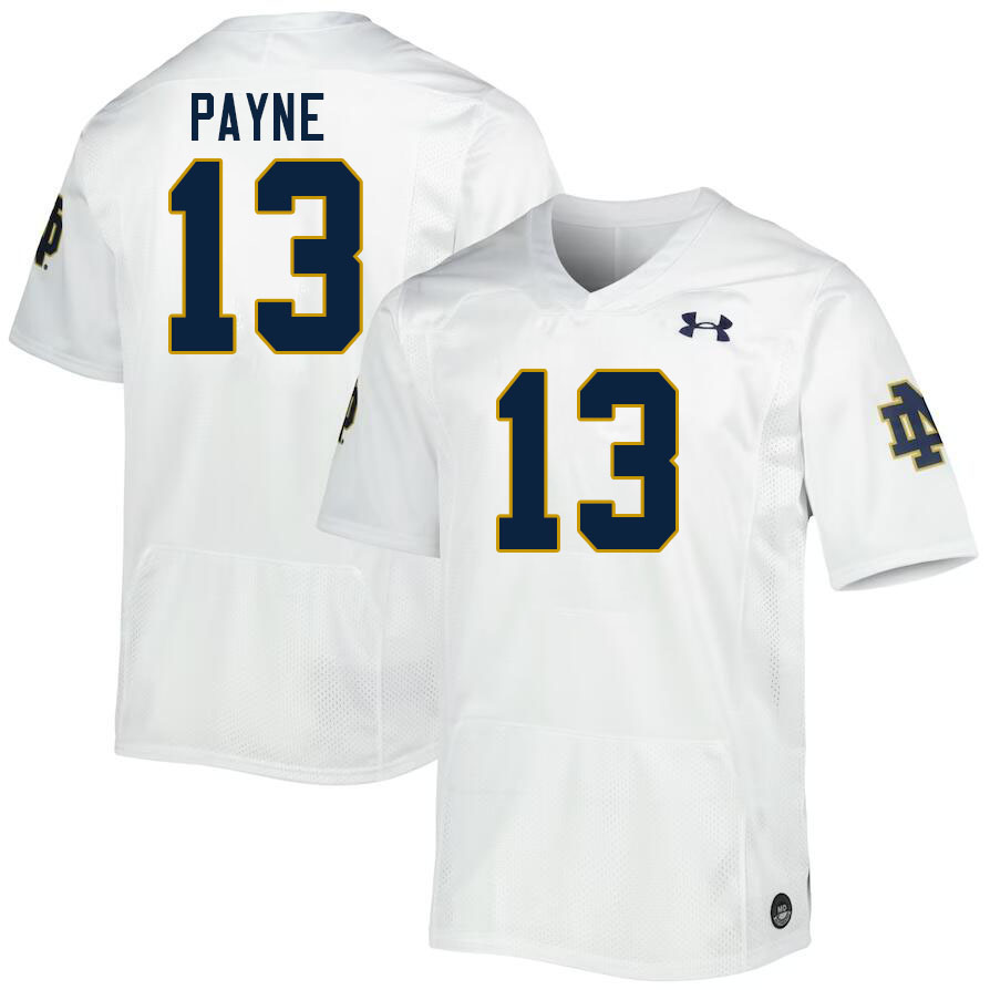 Men #13 Gi'Bran Payne Notre Dame Fighting Irish College Football Jerseys Stitched-White - Click Image to Close